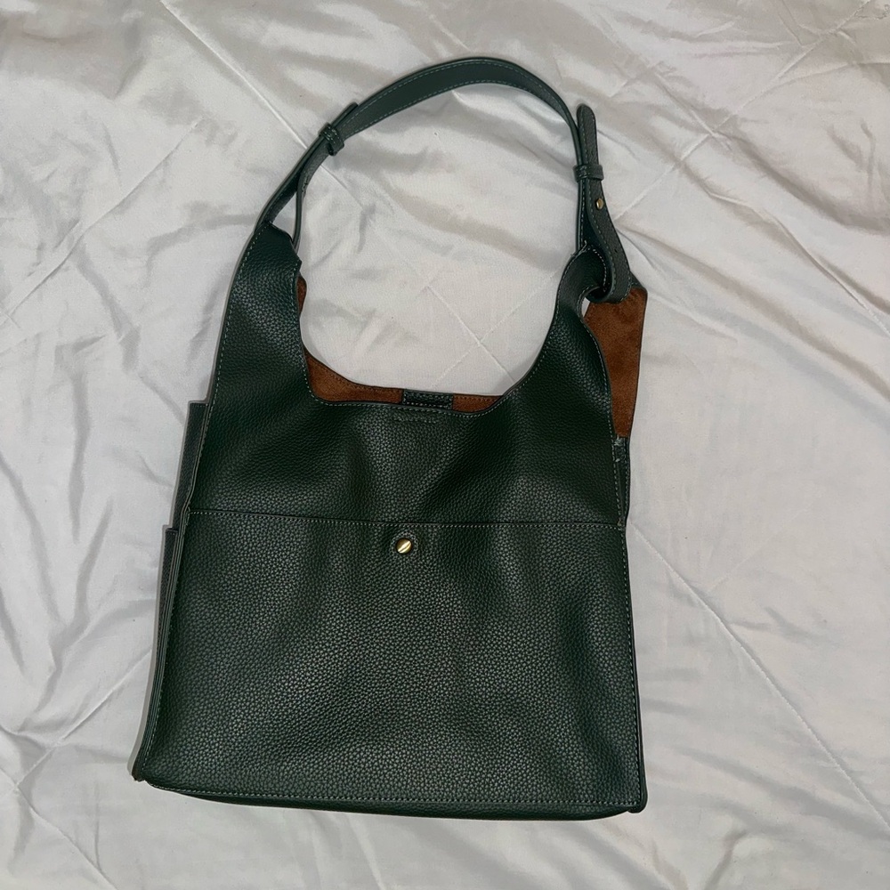 Anthropologie Chic Two-Tone Leather Shoulder Bag